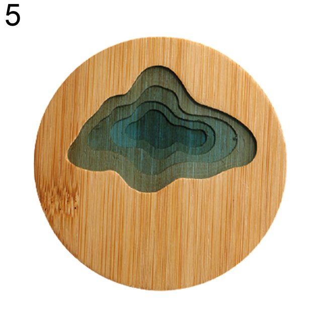ENJOYW Résine Époxy Transparent Tampon d'Isolation en Bambou Paysage Porte-Gobelets Tapis Tampon d'Isolation
