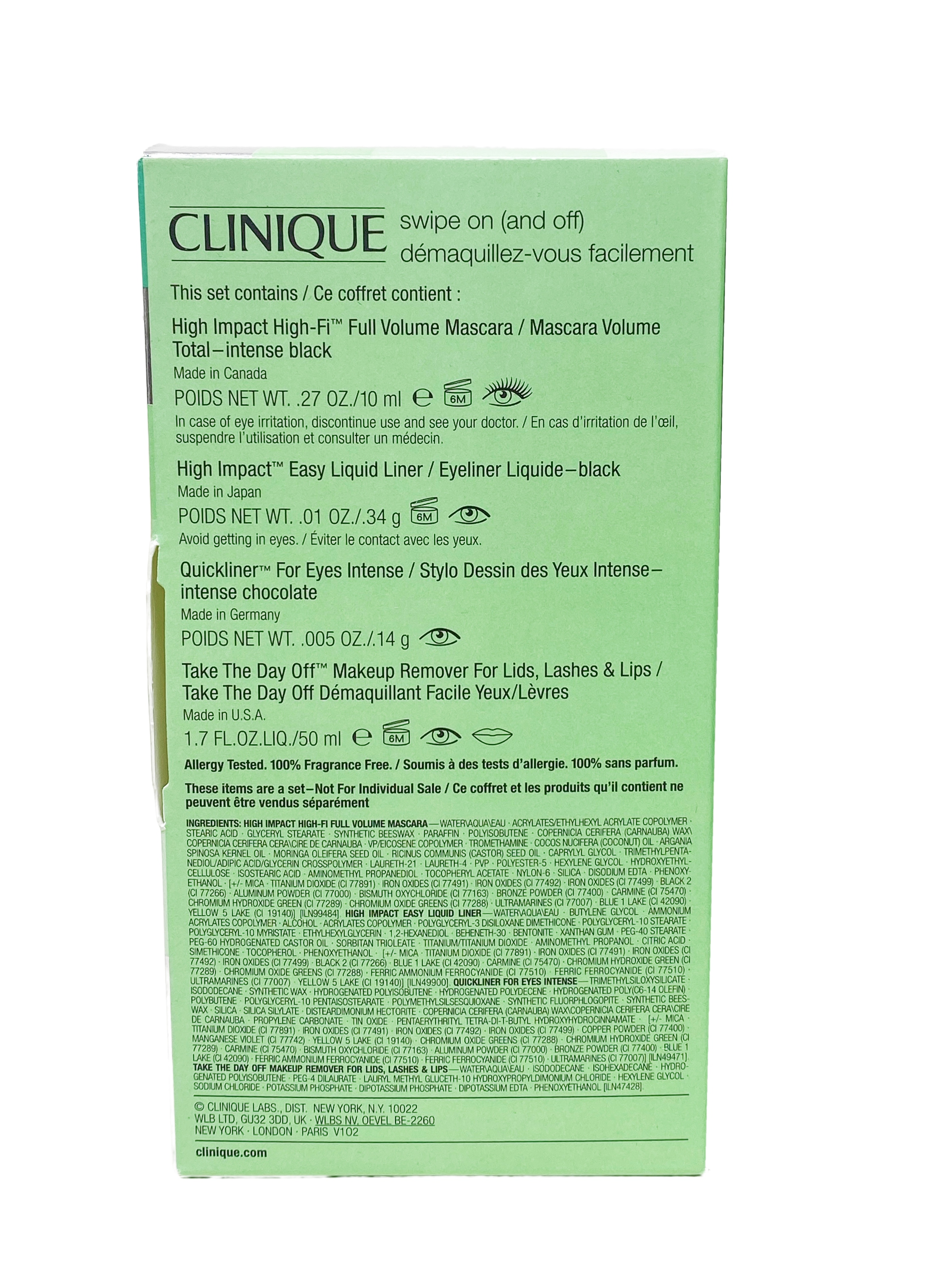 Clinique Swipe On (and Off) - Makeup remover, Liquid Liner, Quickliner and Volume Mascara