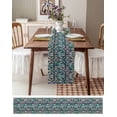 thumbnail image 3 of Ldtrchee Teal Ombre Abstract Table Runner 36 Inches, Ethnic Modern Geometric Aesthetics Bed Runner Dresser Scarves Tabletop for Indoor Outdoor Parties/Ceremony/Banquet, 13"x 36", 3 of 8