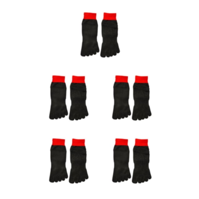 Maytalsory Stay Secure And Comfortable With 5 Toe Separation Socks For Barefoot Activities Black spot red bindi 5Set