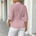thumbnail image 5 of GERsome Womens Plus Size Button Down Shirts 3/4 Sleeve Collared V-Neck Trendy Pleated Tops Pink 4XL, 5 of 6