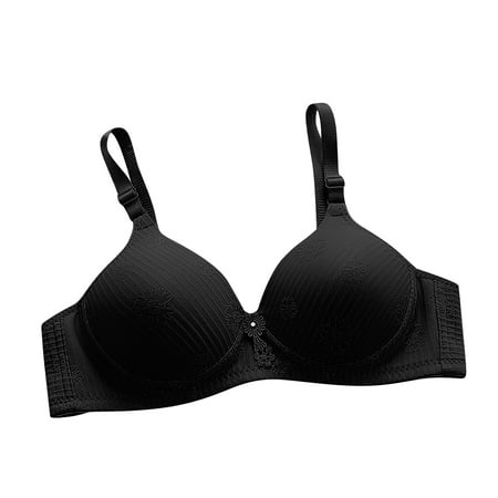 LYEAA Womens Bras No Underwire Push up Wireless Daily Bras Wirefree Adjustable Strap Lift Soft Bralette Breathable Comfort Sleeping Bras Black L