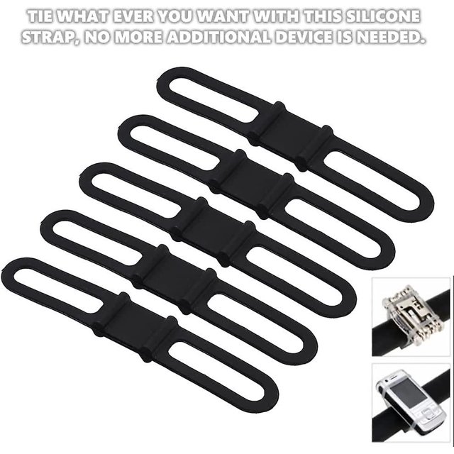 Correas De Montaje De Bicicleta, Vendaje Duro De Silicona De Bicicleta Multipropósito Para Linterna, Teléfono Móvil, Mp3, Botella De Aguablack5 Piezas LingWen 8390606059581
