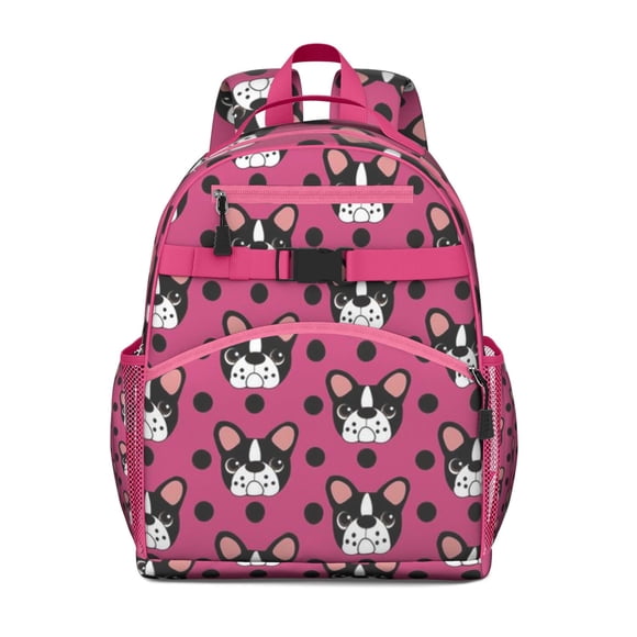 Sac d'École au Design Minimaliste de Chien, Imprimé d'Animal Mignon avec Éléments Naturels pour