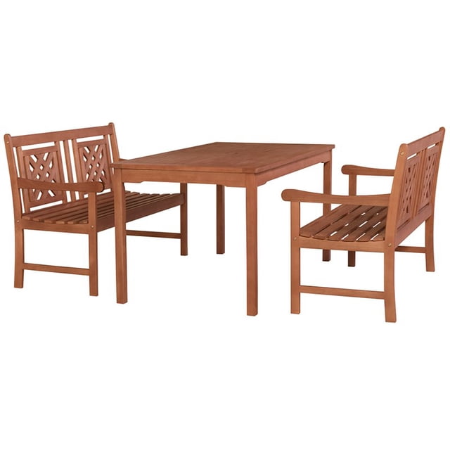 Vifah Malibu 3 Piece Patio Dining Set in Natural