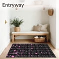 thumbnail image 3 of ODIKA 4'x6' Machine Washable Non-Slip Area Rug, Dreamy Spring Paris Motif with Petal Rain and Artistic Eiffel Outline High Traffic Rug, Black, 656827, 3 of 7