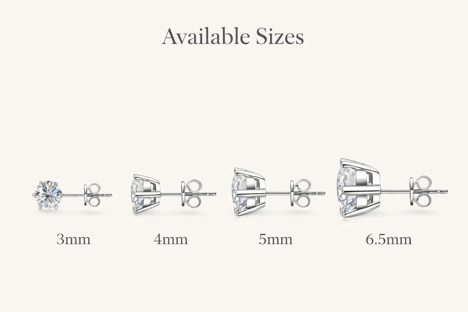 MOONELLE 3Ct Round Cut Moissanite Stud Earrings for Women, 925 Sterling Silver, White Gold Plated