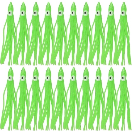 20pcs Octopus Soft Lures Squid Skirts Saltwater Glow Squid Lures Trolling Lures 7cm 9cm 11cm