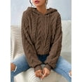 thumbnail image 2 of - Flannel Hooded Loose Pullover Sweater Winter Long Sleeve Warm Top Khaki XL, 2 of 6