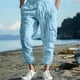 thumbnail image 1 of Puntoco Pantalones casuales largos para hombre Pantalones con puños de otoño para hombre Pantalones lisos con múltiples bolsillos y cordón Pantalones largos de relajación, 1 of 5