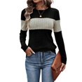 thumbnail image 2 of Blusas de Larga con Bloques de Color para Mujer, Conjuntos de Otoño, Suéteres de Invierno y Moda de Principios de Otoño. Negro L, 2 of 9