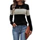 thumbnail image 2 of Blusas de Larga con Bloques de Color para Mujer, Conjuntos de Otoño, Suéteres de Invierno y Moda de Principios de Otoño. Negro L, 2 of 9