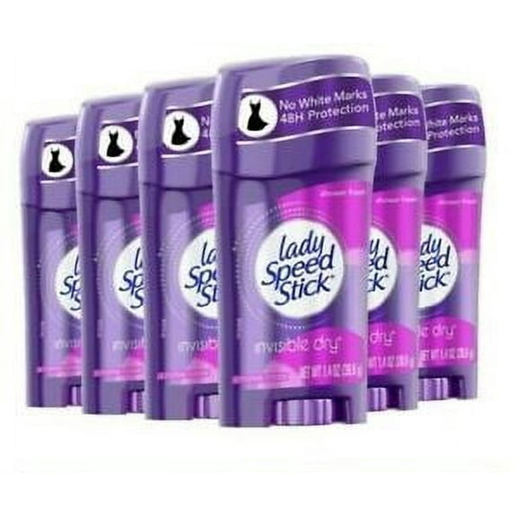 Lady Speed Stick Invisible Dry Antiperspirant & Deodorant, Shower Fresh - 1.4 Oz (6 Pack)