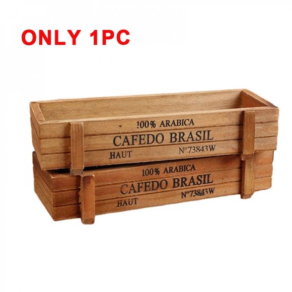 Bamboohart Retro Garden Plant Pot Vintage Wooden Storage Box for Sundries Stationery Pen Box Succulents Flower Pots Balcony Home Decoration