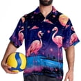 thumbnail image 4 of Starry Sky Flamingo Men's Printed Casual Button Down Short Sleeve Beach Shirts, 4 of 6