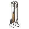 UniFlame 5 Piece Venetian Bronze Finish Fireset with Heavy Crook Handles