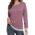 thumbnail image 4 of Long Sleeve Shirts for Women Casual Pullover Tops Sweatshirts for Women(Mauve M), 4 of 6