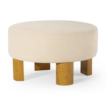 Maven Lane Celia Contemporary Upholstered Ottoman w/ Refined Natural Wood Finish