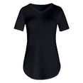 thumbnail image 4 of ZHOGXU Womens Summer T Shirt Short Sleeve V Neck Solid Color Comfortable Lightweight Breathable Tee Top For Casual Daily Wear,Black,Xxxxl, 4 of 5