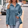 thumbnail image 2 of Plus Size Women's Button Down Shirt - Long Roll-Up Sleeve V-Neck Blouse, Oversized Casual Top for Work & Weekend,for Size S, 2 of 7