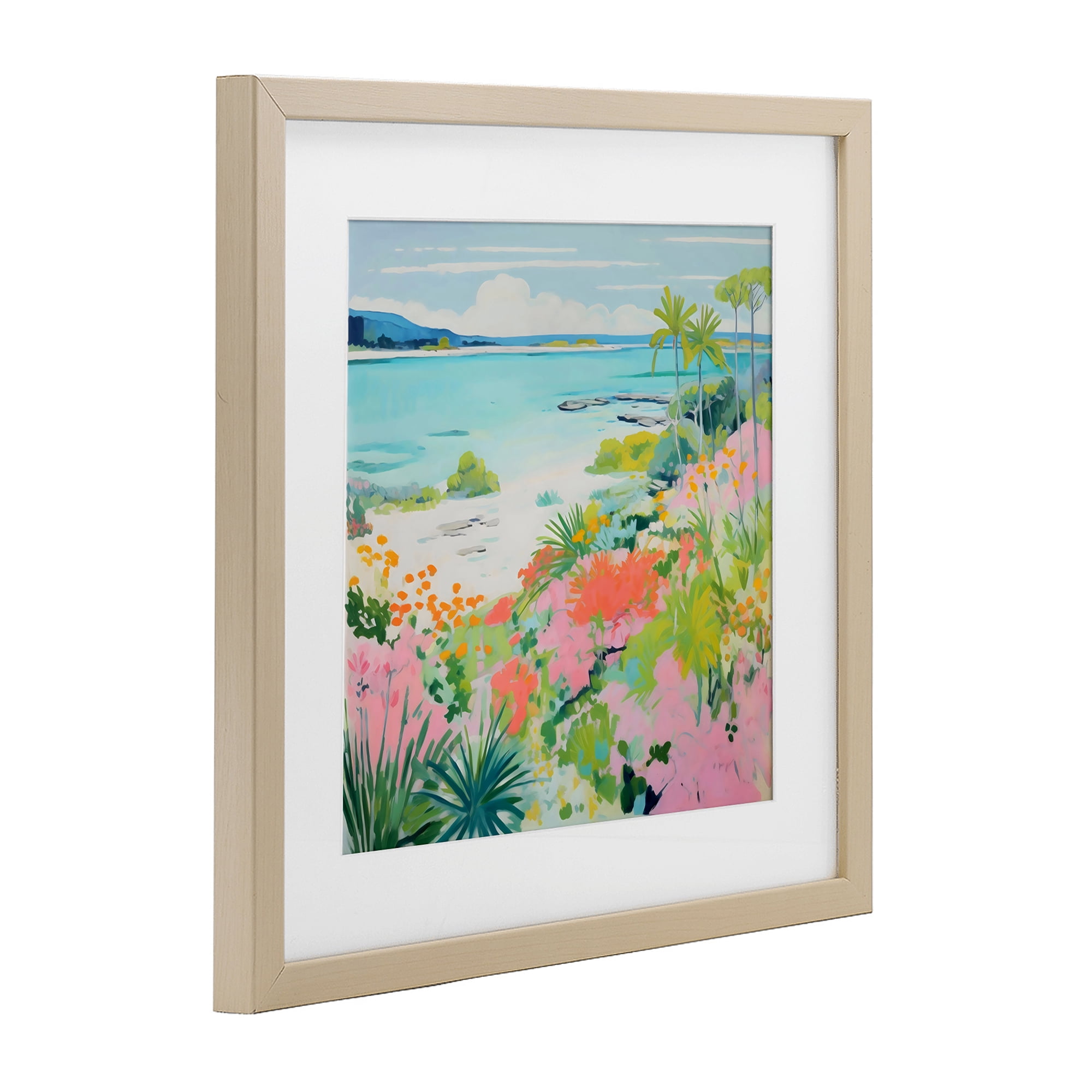 Stupell Industries Tropical Coast Blooming Shoreline Birch Framed Print Under Glass, design by Creative Studio