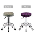 thumbnail image 3 of Uemuo Purple Black Plaid Pattern Round Bar Stool Seat Covers Washable Stool Cushion Slipcover Elastic Bar Chair Covers-12 inch, 3 of 7