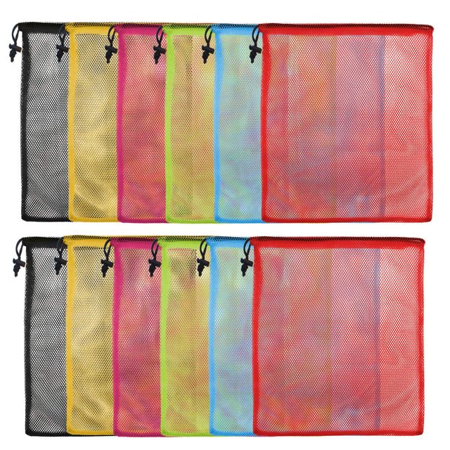 Bolsa de malla iMucci, 12 unidades, bolsa de gimnasio de nailon con cordón, 33 x 40 cm