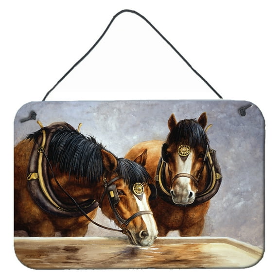 Carolines Treasures BDBA0119DS812 Horses Taking a Drink of Water Wall or Door Hanging Prints 8x12 multicolor