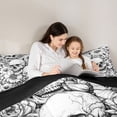 thumbnail image 4 of Homewish Hipple Death Skull Twin Comforter Sets,Goth Romantic Floral Bedding Set,White,Halloween Duvet,Black Reversible,2-Piece,1 Comforter and 1 Pillowcase, 4 of 7