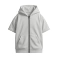 thumbnail image 4 of Shadoumai Girls Solid Color Casual Zip Hoodie Jacket Lightweight Hooded Sweatshirt Front Comfortable Everyday Outerwear for Kids Back To School Clothes for Girls 7-8, 4 of 9