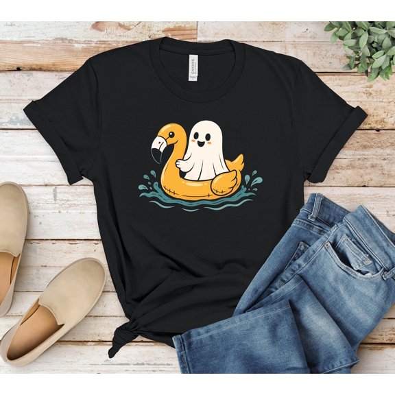 Cute Spooky Halloween Flamingo Vacation Graphic T-Shirt Size S-5XL