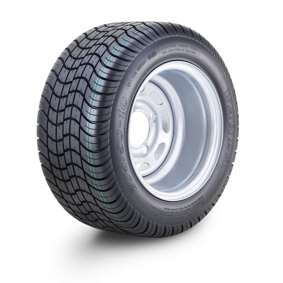 WANDA Golf Cart Tire & Wheel Assembly 205/50-10 with 4 Lugs on 4" PCD ET-15.5 Silver Wheel-14011,