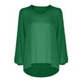 thumbnail image 4 of Annhoo Women's Fall Tops Long Sleeve Casual Solid Color V Neck Dressy Shirts Baggy Vacation Casual Blouse Tees, 4 of 9