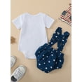 thumbnail image 4 of Bagilaanoe 4th of July Clothes for Newborn Baby Boys Short Sleeve Romper Tops + Star Suspender Shorts 3M 6M 12M 18M Infant Independence Day Outfits 2pcs Short Pants Set, 4 of 9