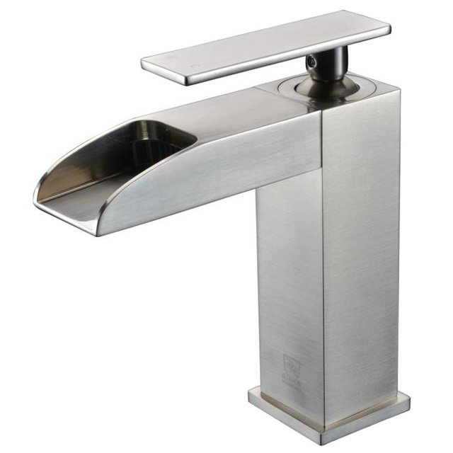 Robinet de Salle de Bain à Cascade Simple Trou - Nickel Brossé