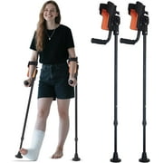Forearm Crutches for Adults (Pair), Ergonomic Crutches Adjustable Height & Elbow, Lightweight Aluminum with Non-Slip Straps for Elderly, Post-Surgery Recovery & Disabled