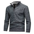 thumbnail image 2 of Men's 1/4 Zip Sweater Pullover Long Sleeve Stand Collar Soft Knitted Tops Regular Fit Casual Golf Sweatshirts (XL, Dark Gray), 2 of 7