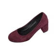 thumbnail image 2 of Aobny High Heels Woman Shoes Pumps Shoes Chunky Dress Shoes Heels Shoes Soft Toe Round Toe Mid Heel Slip-On Red Summer Shoes for Women,Size 41, 2 of 9