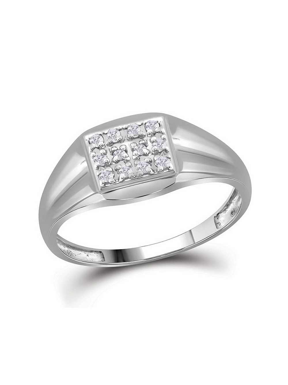 FB Jewels 10kt White Gold Mens Round Diamond Square Cluster Ring 1/8 ...
