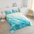 thumbnail image 4 of Erosebridal Ocean Beach Bedding Twin Comforter Set,Teal White Down Comforter,Sea Waves Decor,Lightweight,2-Piece, 4 of 8