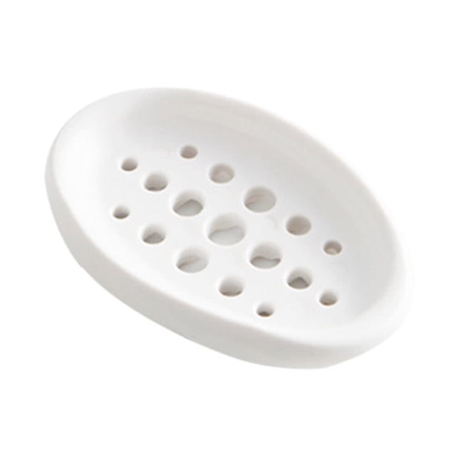 Jabonera ovalada creativa de silicona con drenaje para ducha, baño y cocina (blanca)