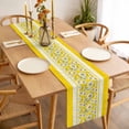 thumbnail image 3 of Yellow Daisy Table Runner - 108 Inch Long, Kitchen Dining Table Runner Dresser Scarves, Farmhouse Floral Yellow Striped Farmhouse Decor for Coffee Tables Wedding Party Banquet, 3 of 8
