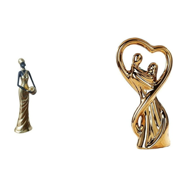 Figura de mujer africana, estatua de pareja, escultura de resina, arte moderno, adorno de cerámica hecho a mano, ideal para sala de estar, dormitorio,
