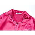thumbnail image 2 of Beezizac Little & Big Girls Pajama Set Size 14 - Hot Pink Satin Silky Soft Long Sleeve Teen Cute 2-Piece Winter Jammies, 2 of 7