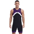 thumbnail image 1 of Sxiwei Men's Sun Protection Jumpsuit Sleeveless Rash Guard Zipper Bodysuit Swimwear Surfing Bathing Purple 3XL, 1 of 7