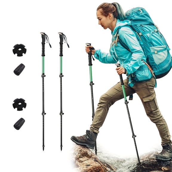 2pcs Durable Telescopic Multifunctional Aluminum Trekking Poles, Ultra Light Alloy Men'S and Women'S Trekking Pole, Aluminum Alloy Hiking Stick Stick