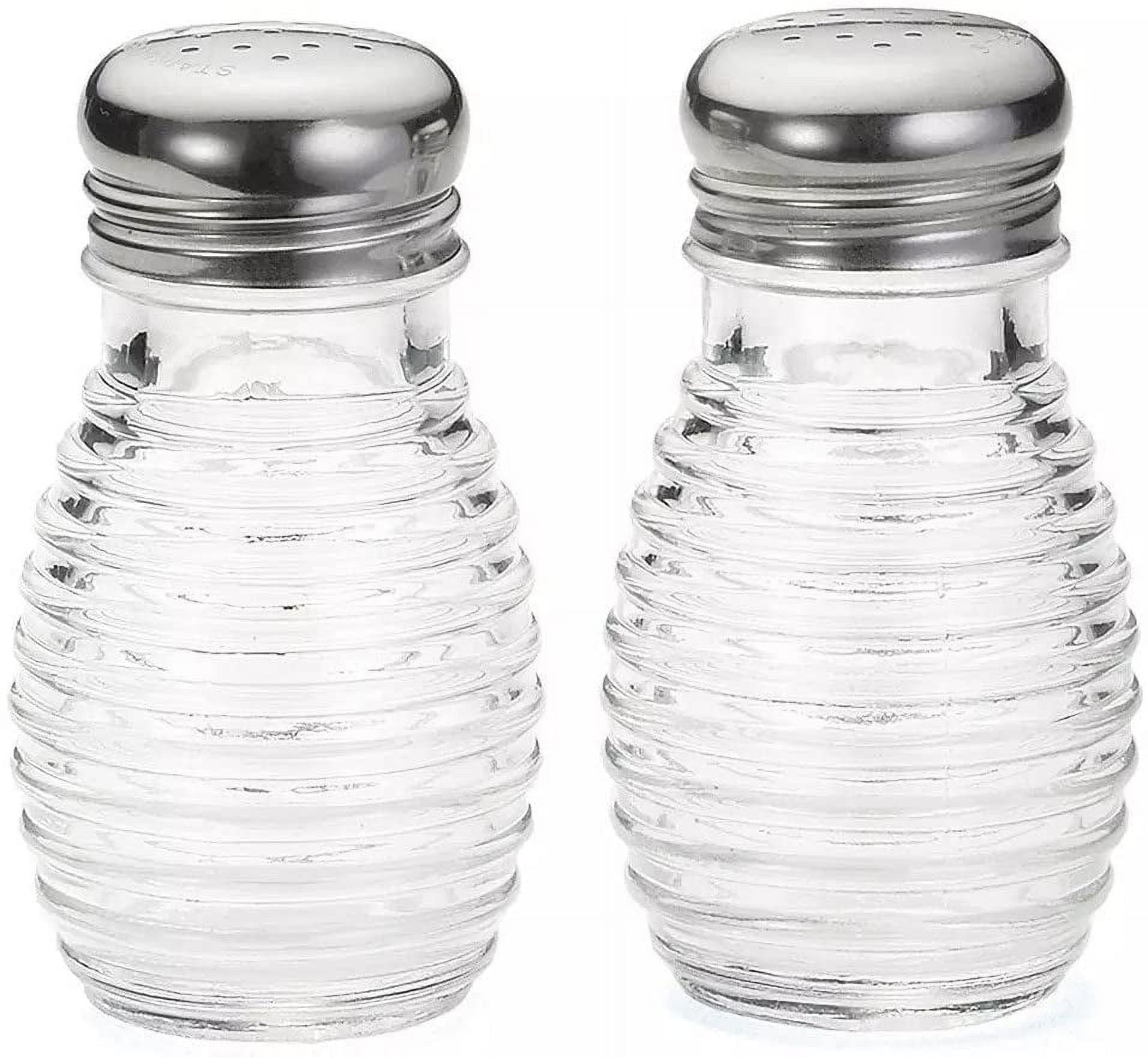 Retro Style Salt and Pepper Shakers with Stainless Tops, Durable