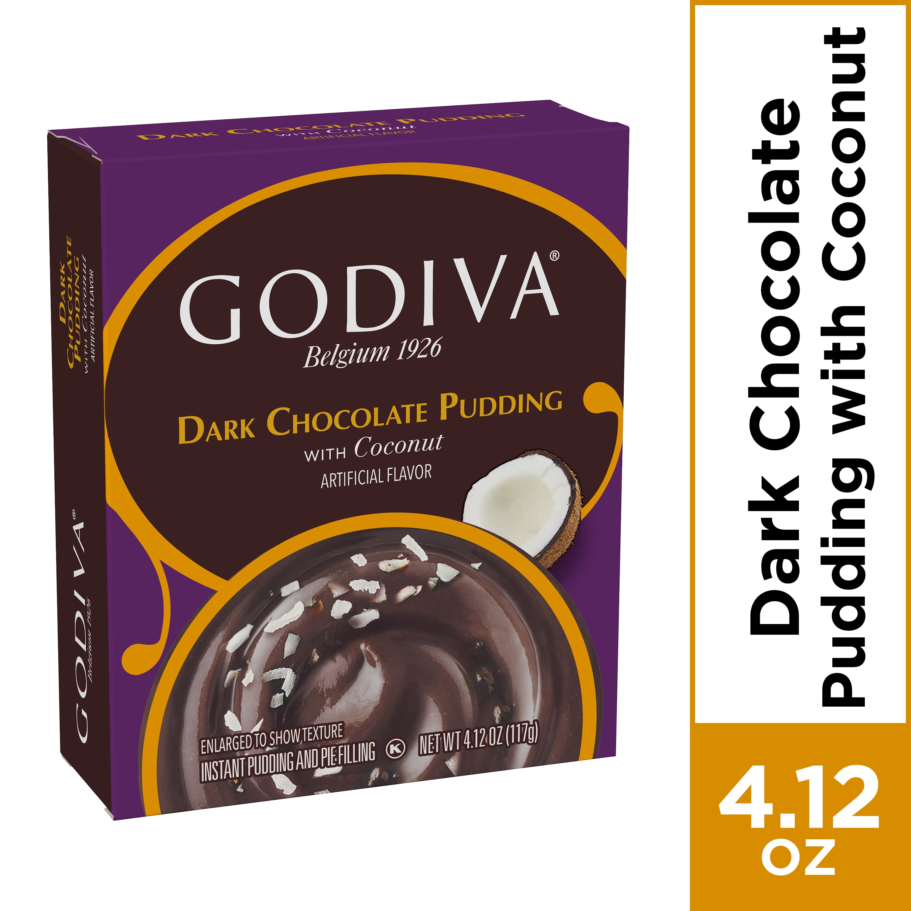 Godiva Dark Chocolate With Coconut Instant Pudding Mix, 4.12 oz Box