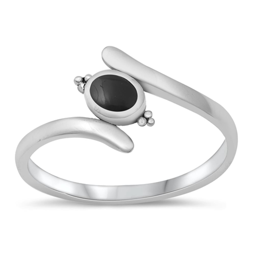 Large Oval Simulated Black Onyx Ring – .925 Sterling Silver Band, Sizes 5-9, Bold Statement Ring