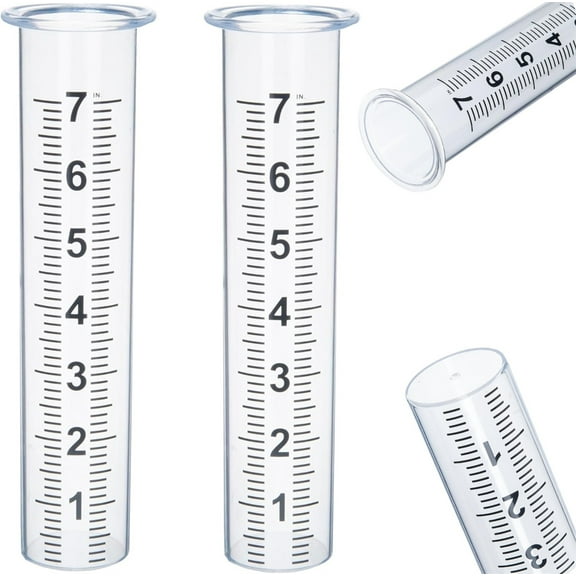 7" Plastic Rain Gauge Replacement Tube,Happon Outdoor Plastic Rain Gauge Tube,Easy to Read Freeze Proof Rain Gauges for Garden,Yard,Home (2Pcs)